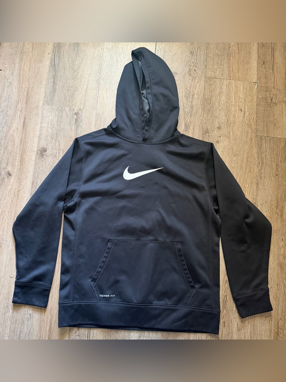 Nike Black Performance Therma-FIT Pullover Hoodie with White Swoosh